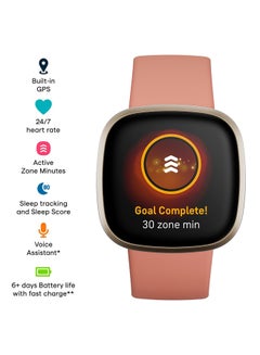 Fitbit Versa 3 Health & Fitness Smartwatch with 6-months Premium Membership Included Built-in GPS Daily Readiness Score and Up To 6+ Days Battery Pink Clay/Soft Gold Aluminium  - Image 5