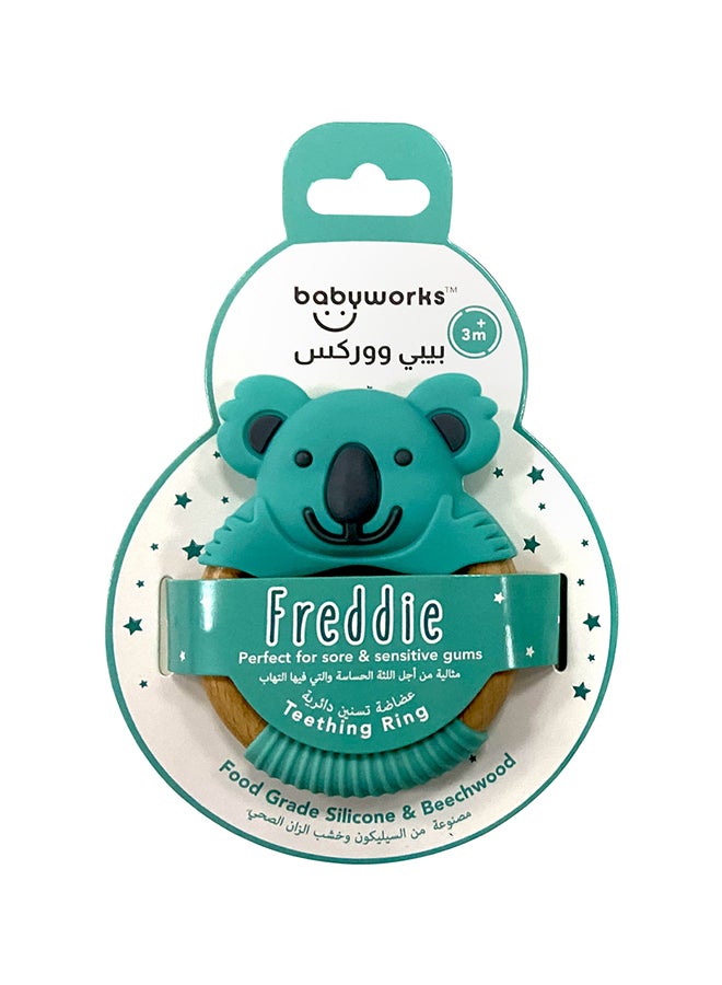 Babyworks Bibibaby Teething Ring Kenny Koala - Mint And Grey  - Image 2