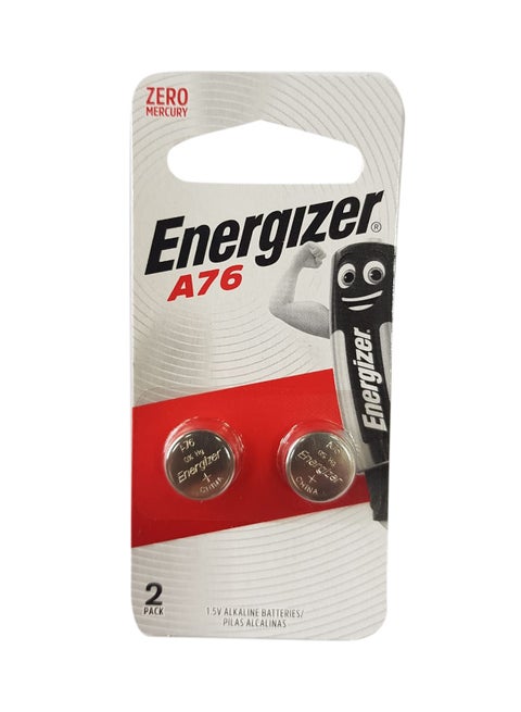 2-Piece A76/Lr44 Alkaline Battery Set Silver