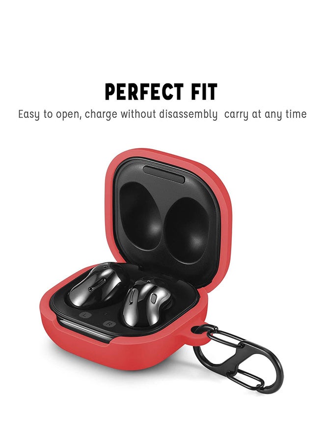 Generic - Shockproof Protective Case Cover With Carabiner For Samsung Galaxy Buds Live Red - Image 1