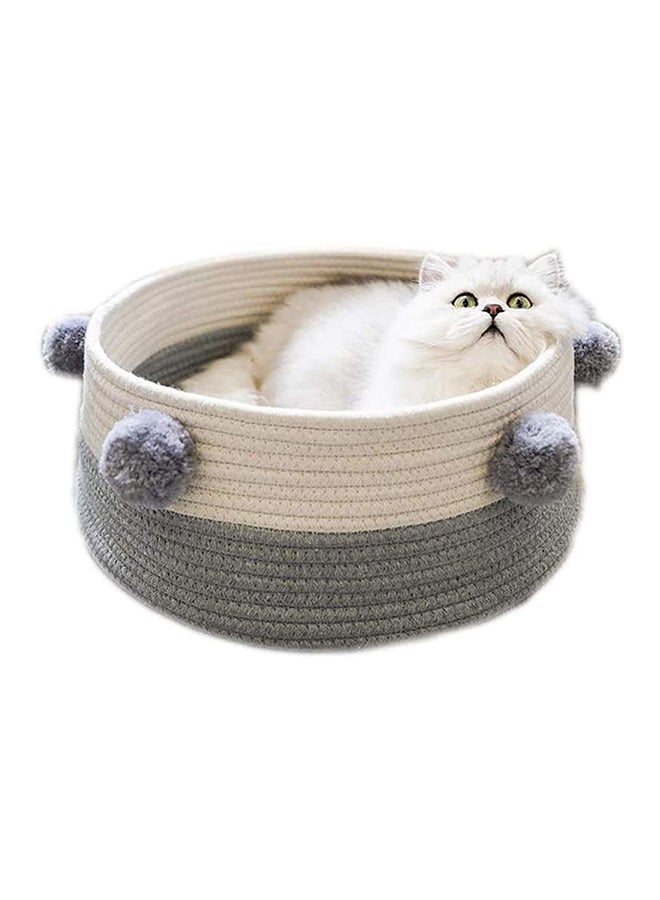 Cat Bed Basket Nest Grey/White 40centimeter - Image 1