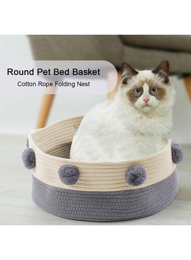 Cat Bed Basket Nest Grey/White 40centimeter - Image 2