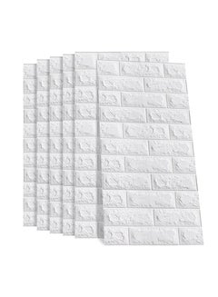 ماركة غير محددة طقم ملصقات جدارية بتصميم طوب ثلاثي الأبعاد مكون من 5 قطع أبيض 70x77x0.3سم  - Image 1