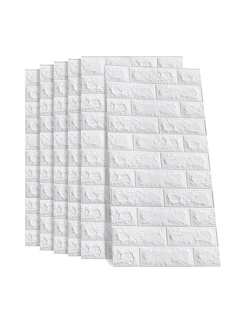 5-Piece 3D Bricks Themed Wall Sticker Set White 70x77x0.3cm