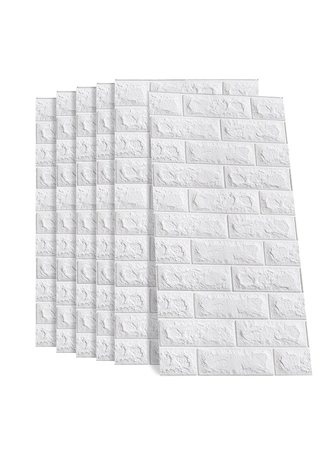 طقم ملصقات جدارية بتصميم طوب ثلاثي الأبعاد مكون من 5 قطع أبيض 70x77x0.3سم  - Image 1
