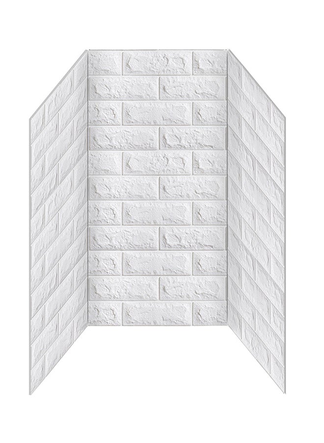 طقم ملصقات جدارية بتصميم طوب ثلاثي الأبعاد مكون من 5 قطع أبيض 70x77x0.3سم  - Image 2