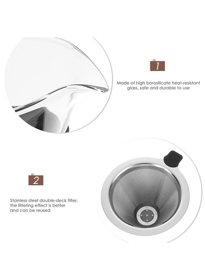 kisshome - Pour Over Glass Coffee Maker G-63 Silver - Image 1