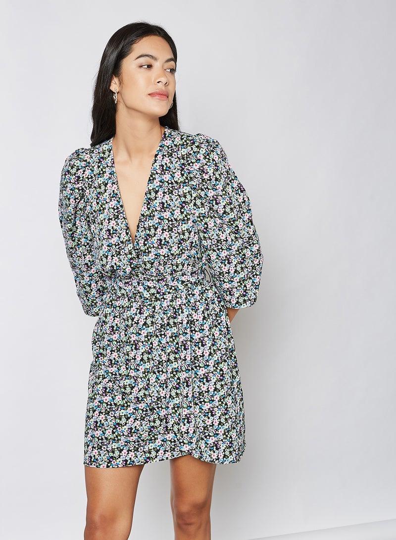 ONLY Floral Belted Dress Black Rocky Ditsy  - Image 1