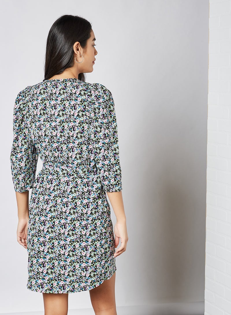 ONLY Floral Belted Dress Black Rocky Ditsy  - Image 3