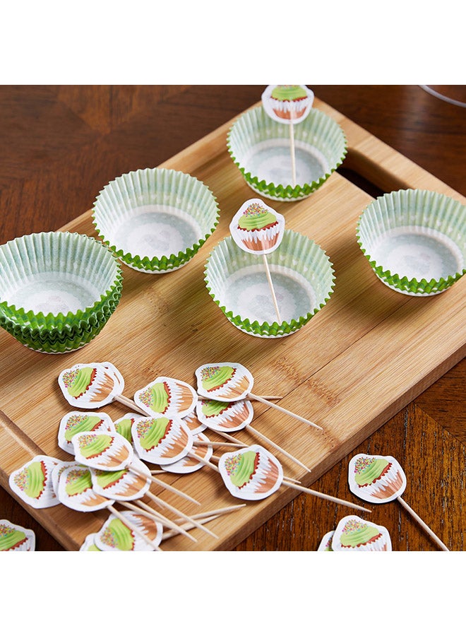 Home Box Set Of 60 Cup Cake Liners Green/White/Orange 13centimeter - Image 2