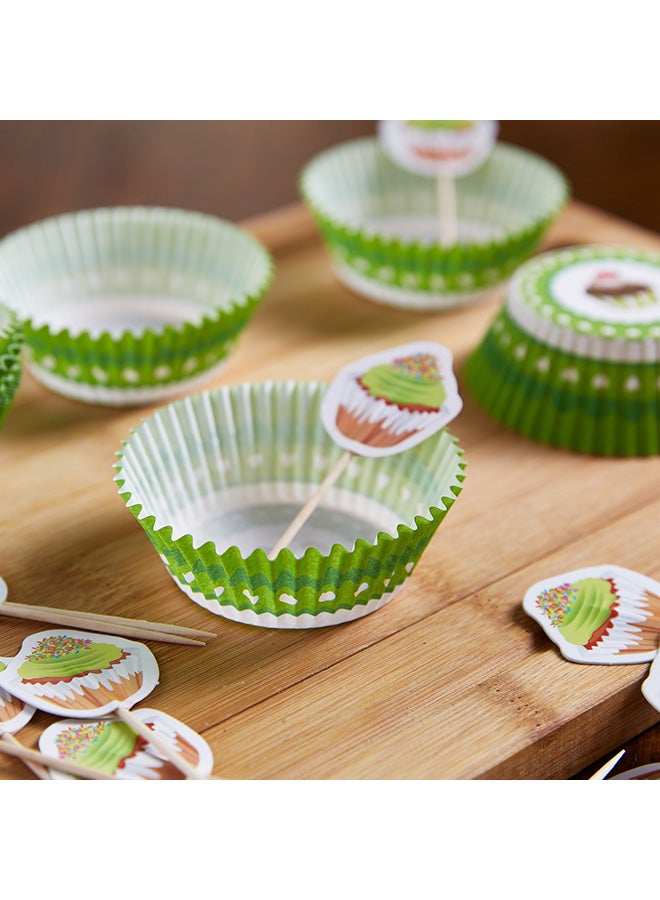 Home Box Set Of 60 Cup Cake Liners Green/White/Orange 13centimeter - Image 3