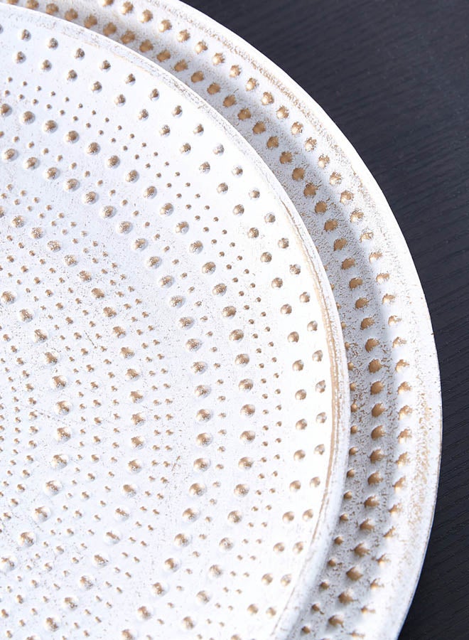 Home Box Set Of 2 Renee Orbicular Wooden Tray White 25cm  - Image 5