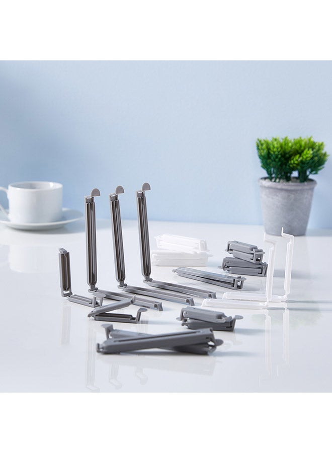 هوم بوكس مجموعة مشابك قفل أكياس مكونة من 20 قطعة رمادي / أبيض - Image 2