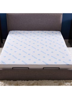 Waterproof King Size Mattress Protector Polyester White/Blue