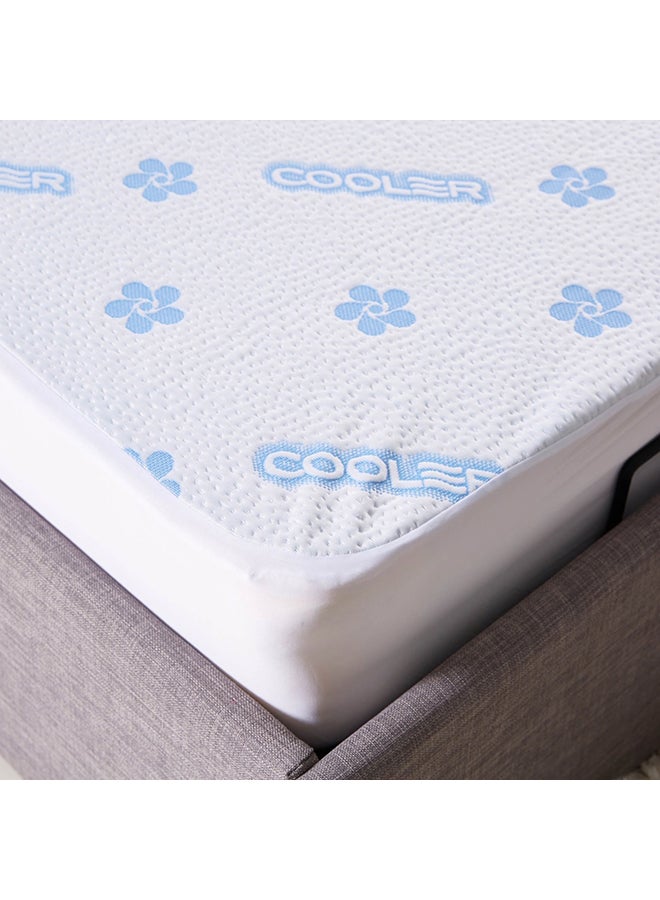 Home Box - Waterproof King Size Mattress Protector Polyester White/Blue - Image 1