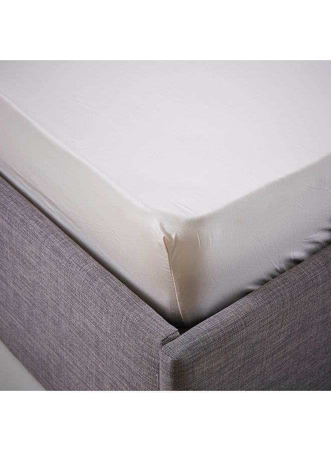 Stretchable King Size Fitted Sheet Cotton Cream 180x200cm - Image 2