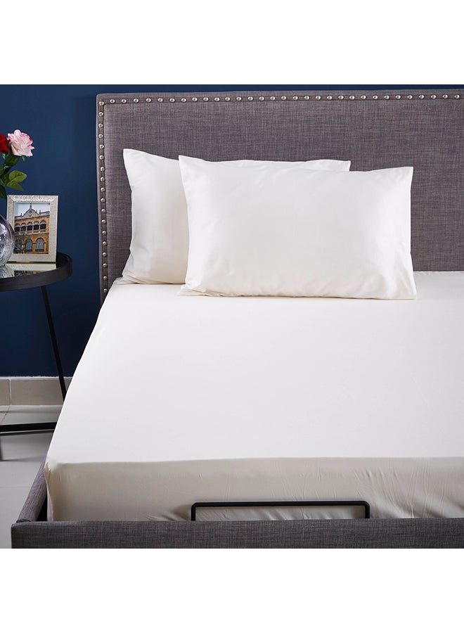 Stretchable King Size Fitted Sheet Cotton Cream 180x200cm - Image 4