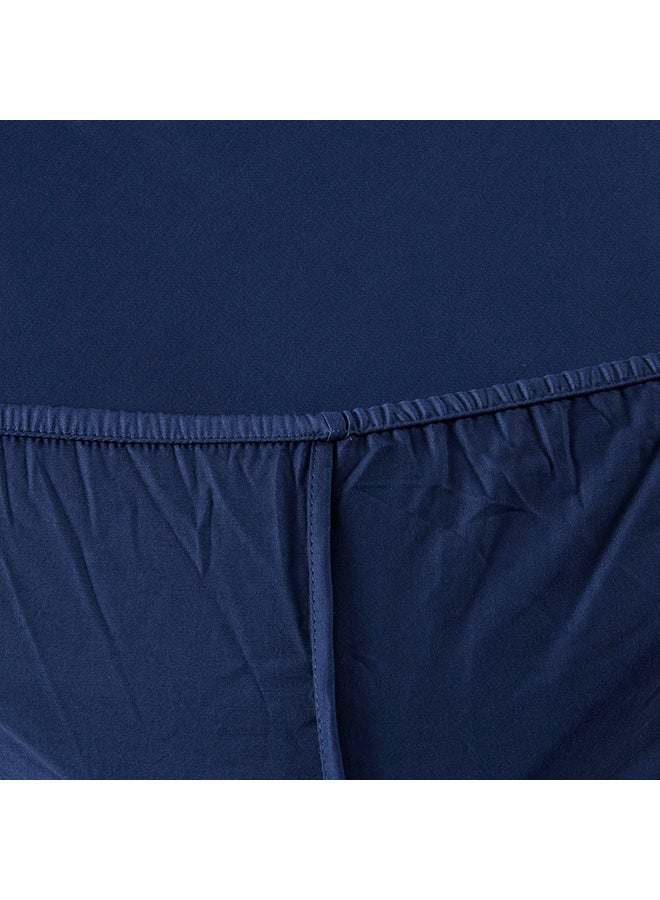 Stretchable King Size Fitted Sheet Cotton Blue 180x200cm - Image 4
