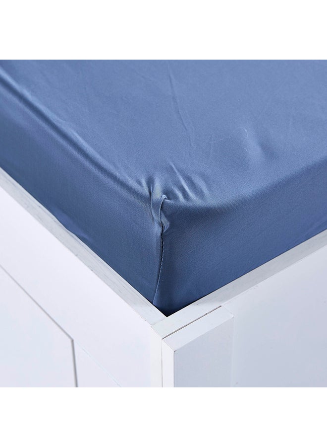 Stretchable Single Fitted Sheet Cotton Blue 90x200cm - Image 3