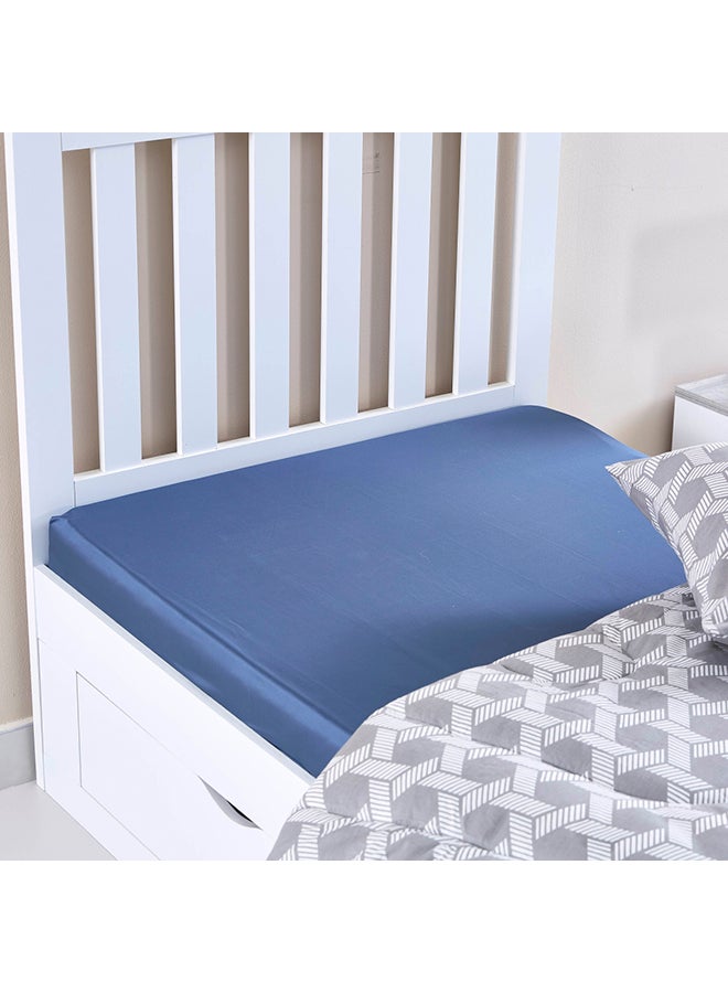 Stretchable Single Fitted Sheet Cotton Blue 90x200cm - Image 5