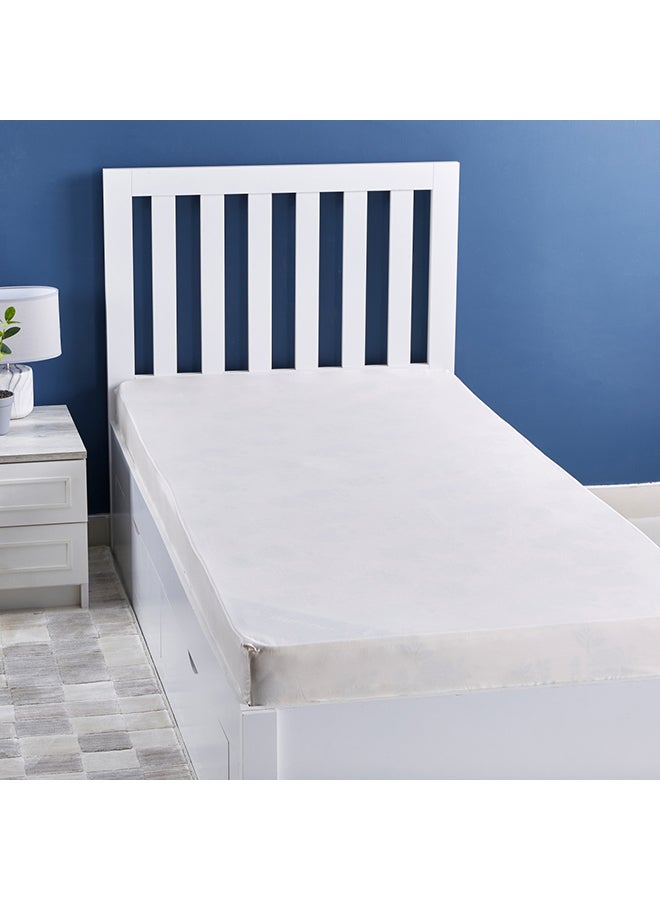 Stretchable Single Fitted Sheet Cotton White 90x200cm - Image 1