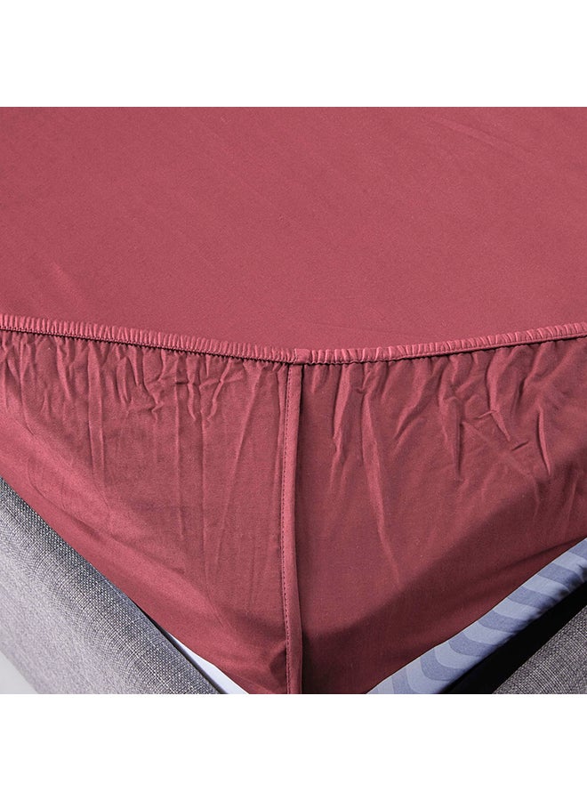 Stretchable King Size Fitted Sheet Cotton Red 180x200cm - Image 4