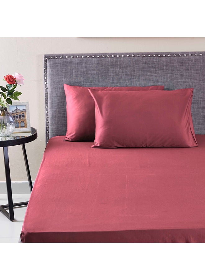 Stretchable King Size Fitted Sheet Cotton Red 180x200cm - Image 5