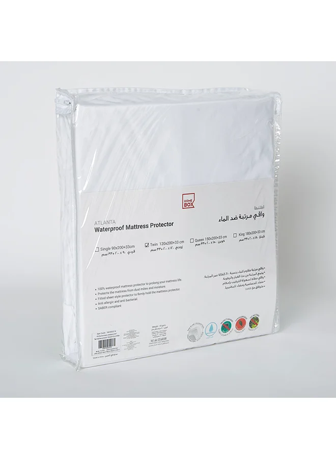 Home Box Twin Mattress Protector Polyester White 120x200cm
