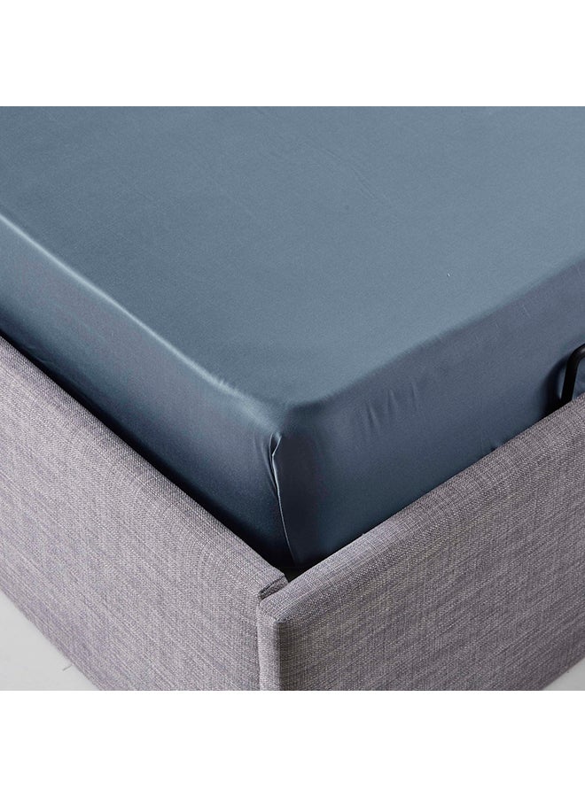 Stretchable King Size Fitted Sheet Polyester Blue 180x200cm - Image 3