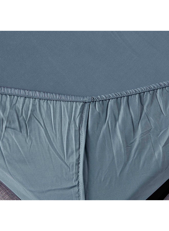Stretchable King Size Fitted Sheet Polyester Blue 180x200cm - Image 4