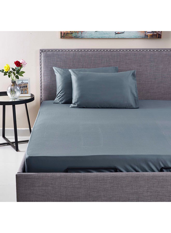Stretchable King Size Fitted Sheet Polyester Blue 180x200cm - Image 5