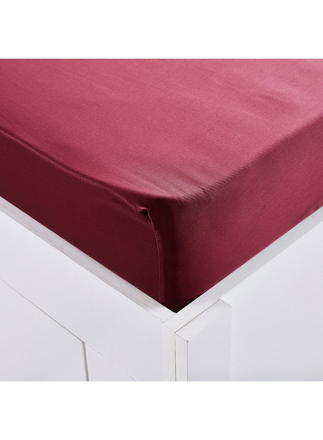 Stretchable Single Size Fitted Sheet Cotton Red 90x200cm - Image 3