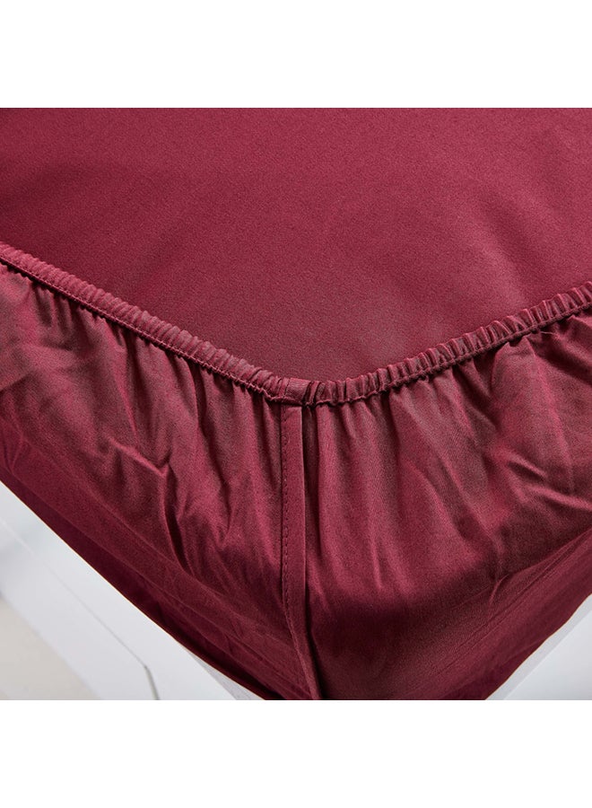 Stretchable Single Size Fitted Sheet Cotton Red 90x200cm - Image 4