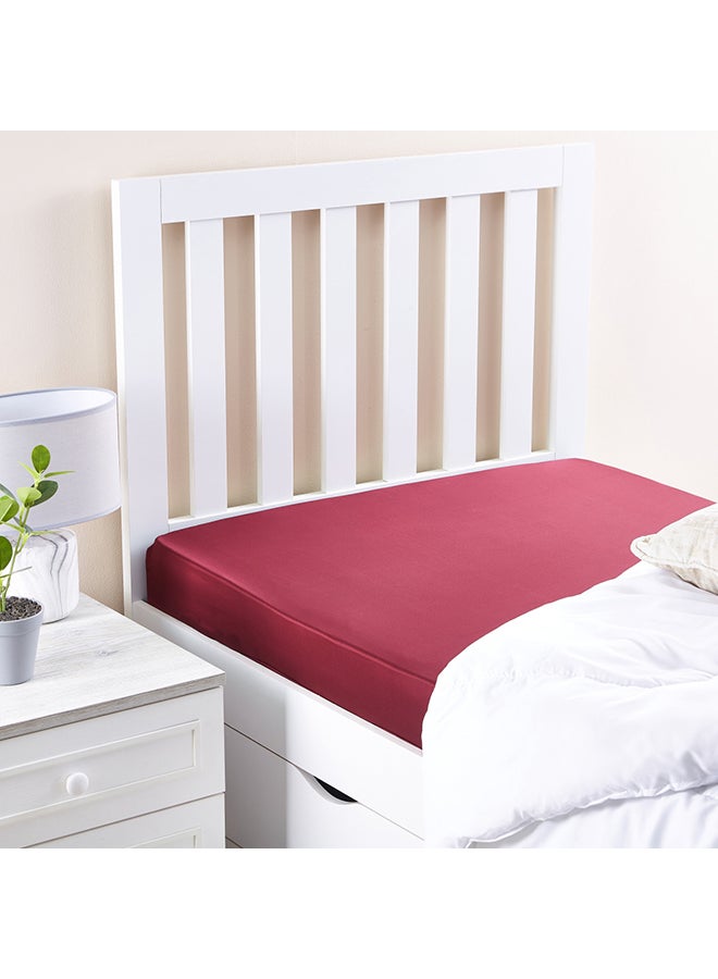 Stretchable Single Size Fitted Sheet Cotton Red 90x200cm - Image 5