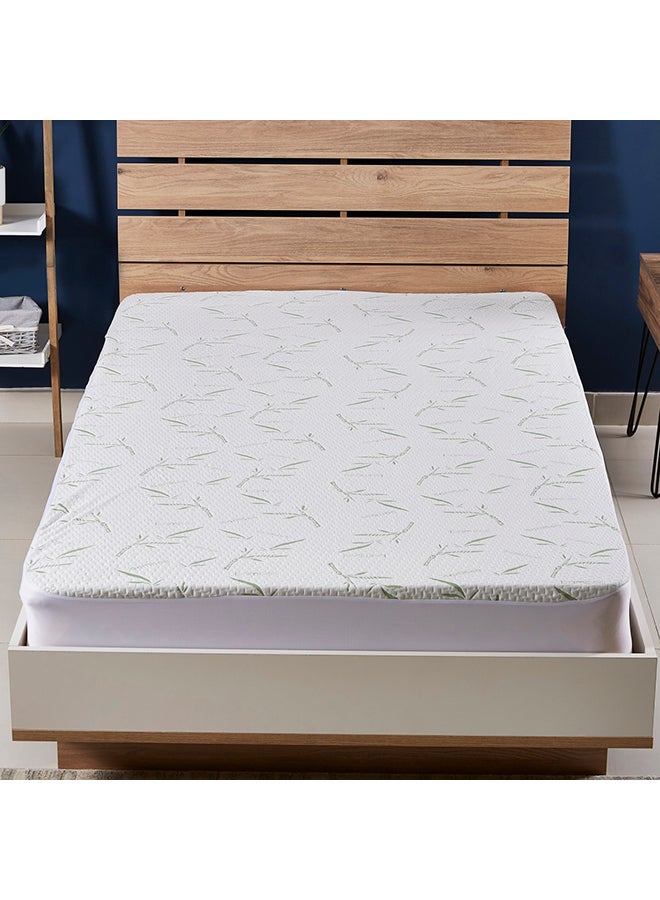 هوم بوكس واقي فراش لفردين مضاد للماء بوليستر أبيض 120x200سم  - Image 2
