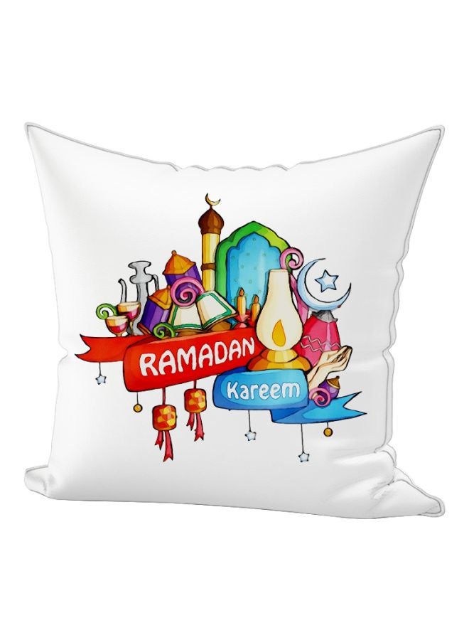 REGAL IN HOUSE Ramadan Kareem Printed Decorative Throw Pillow White/Blue/Red 30x50cm  - Image 1