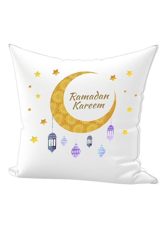 REGAL IN HOUSE - Ramadan Kareem Printed Throw Pillow White/Yellow/Blue 30x50cm - Image 1