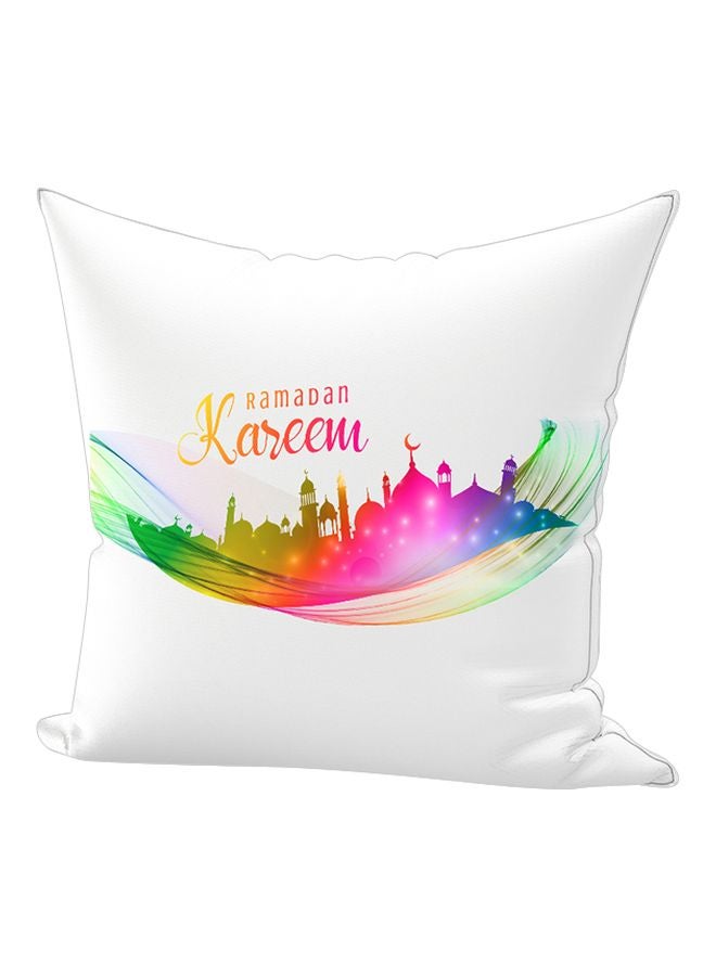 REGAL IN HOUSE Ramadan Kareem Printed Decorative Throw Pillow White/Pink/Blue 30x50cm  - Image 1