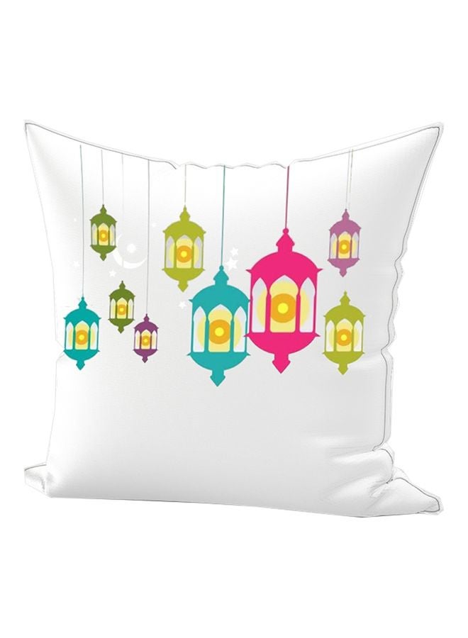REGAL IN HOUSE Ramadan Lantern Printed Throw Pillow White/Pink/Green 50x70cm  - Image 1