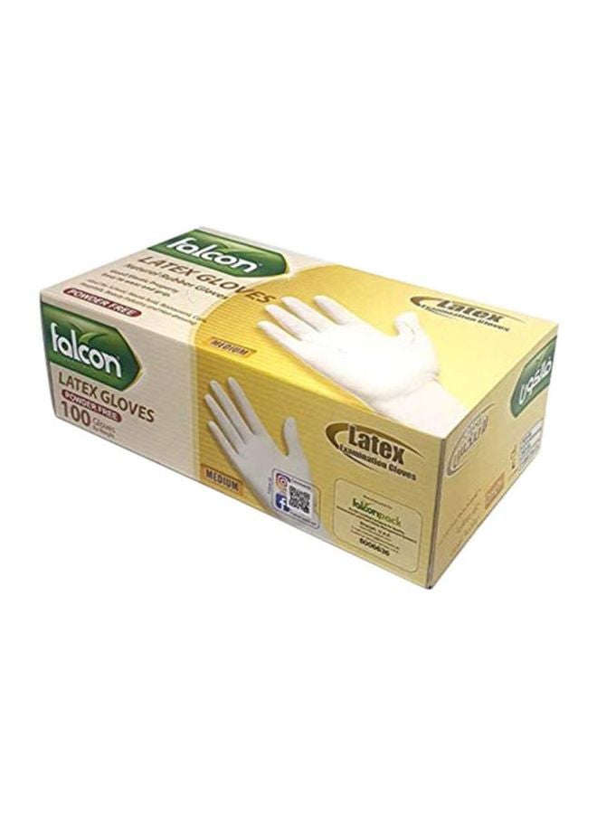 Falcon 100-Pieces Powder Free Latex Disposable Examination Gloves White Medium  - Image 3