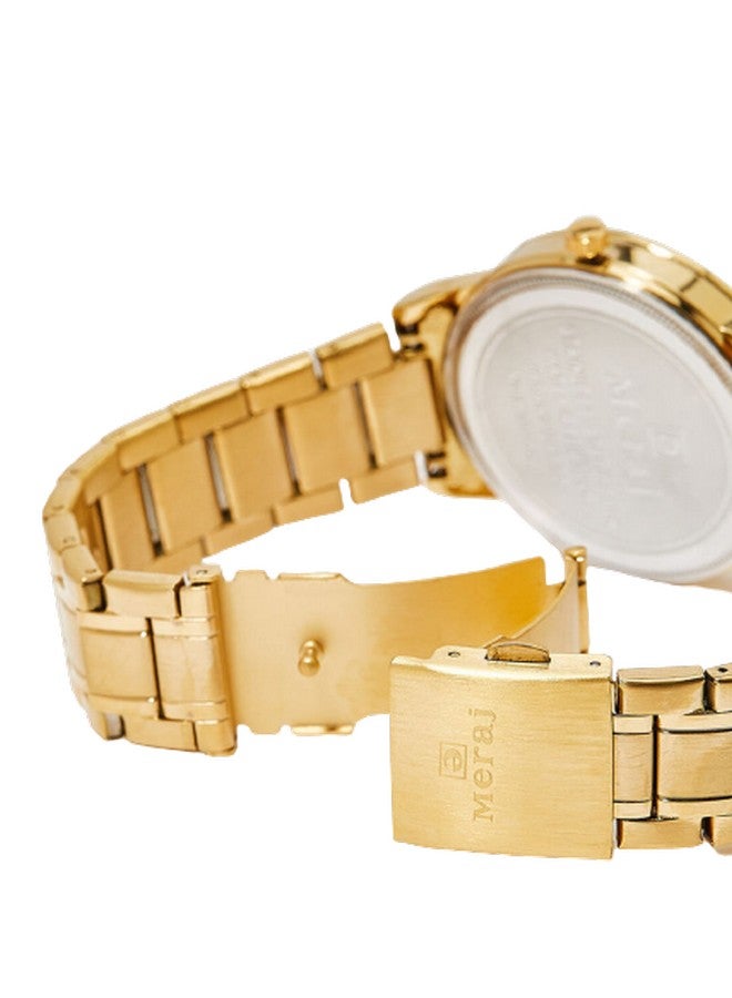 MERAJ Men's Office Wear Analog Watch MJ536 - 42 mm - Gold - Image 4