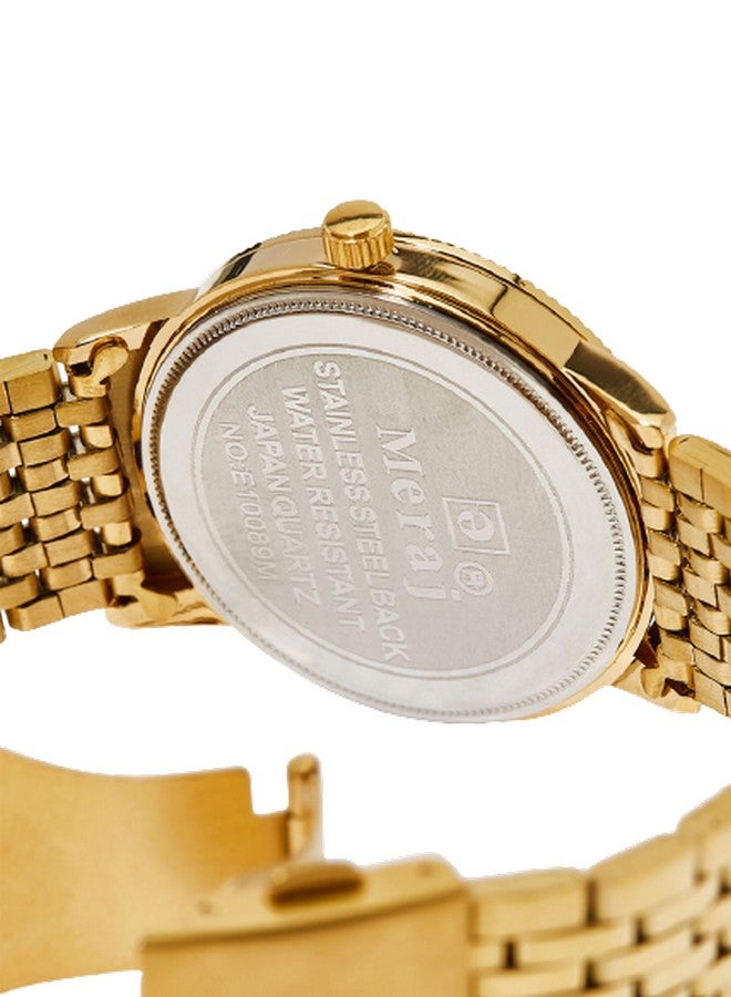 MERAJ Men's Classic Fashion Wear Analog Watch MJ544 - 42 mm - Gold - Image 3