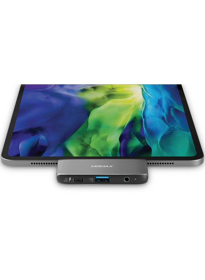 موماكس - موزع ون لينك USB-C 4 في 1 لجهاز آي باد برو وماك بوك رمادي - Image 1
