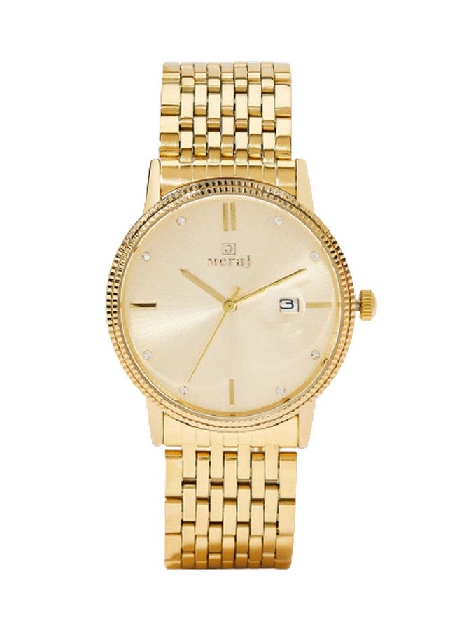 MERAJ Men's Classic Fashion Wear Analog Watch MJ543 - 42 mm - Gold - Image 1