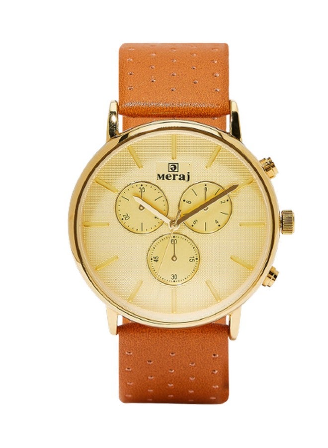 Men's Leather Fashion Analog Watch MJ574 - 40 mm - Brown