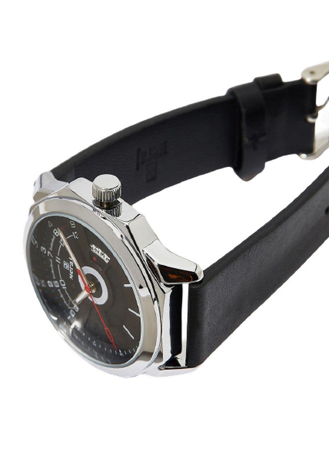 MERAJ Men's Leather Fashion Analog Watch MJ576 - 40 mm - Black - Image 2
