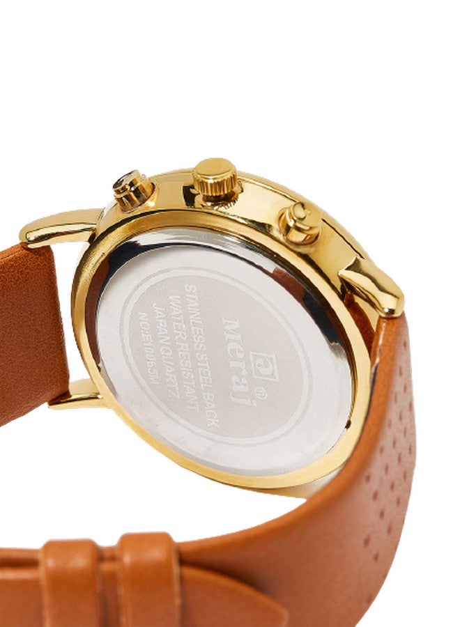 Men's Leather Fashion Analog Watch MJ574 - 40 mm - Brown