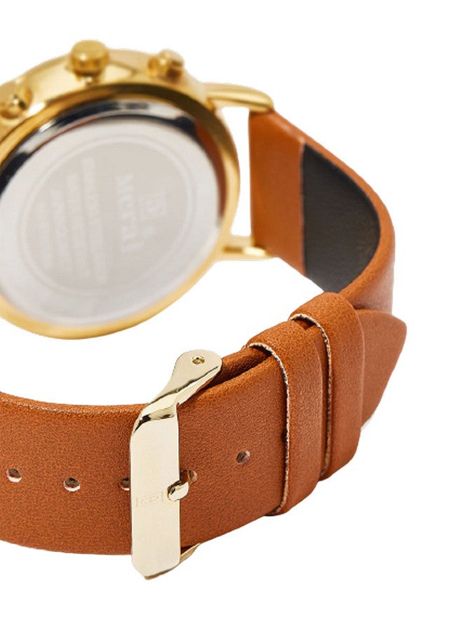 Men's Leather Fashion Analog Watch MJ574 - 40 mm - Brown