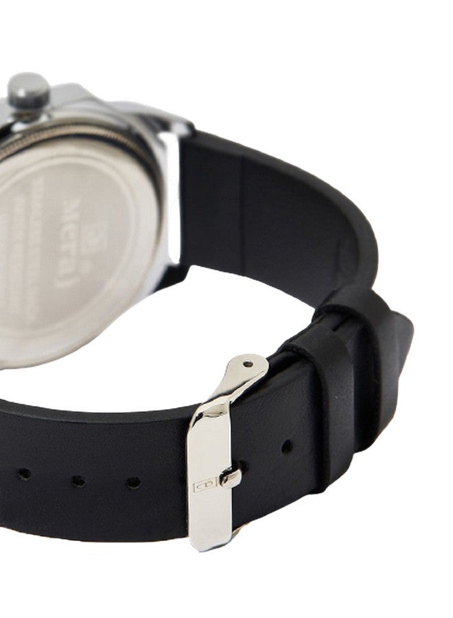 MERAJ Men's Leather Fashion Analog Watch MJ576 - 40 mm - Black - Image 4