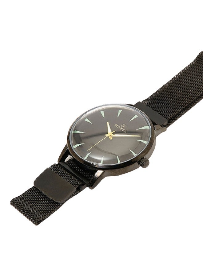 ماكسل ساعة يد كوارتز بعقارب وإضاءة مغناطيسية طراز MX499 - قياس 42 مم - لون أسود للرجال - Image 2